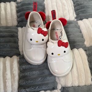 Mini Melissa White and Red Kids Sneakers